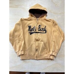 Exist Myrtle Beach South Carolina Full Zip Hoodie Yellow Mens Size M Boxy fit